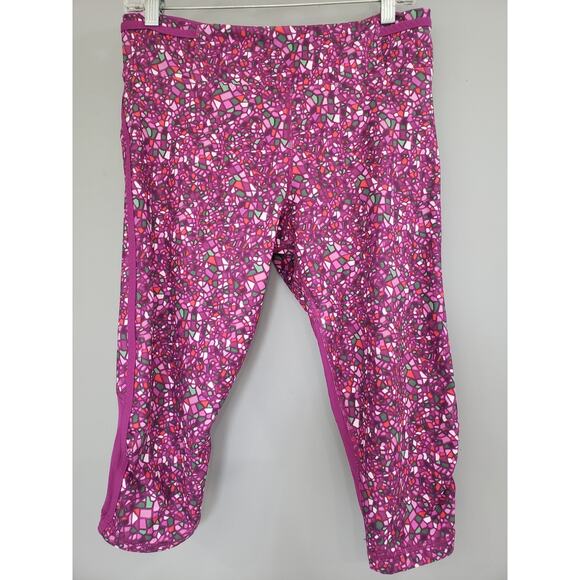 Lululemon Real Quick Crop Paradise Camo Multi Regal Plum‎ Leggings Size 10 - Picture 1 of 6